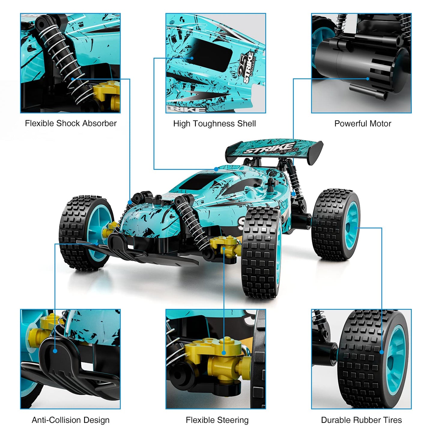 Tecnock RC Car Remote Control Car for Kids, 1:18 High Speed 20 KM/H 2WD RC Buggy, 2.4GHz Off Road Racing with Rechargeable Batteries, Toys Gift for Boys and Girls