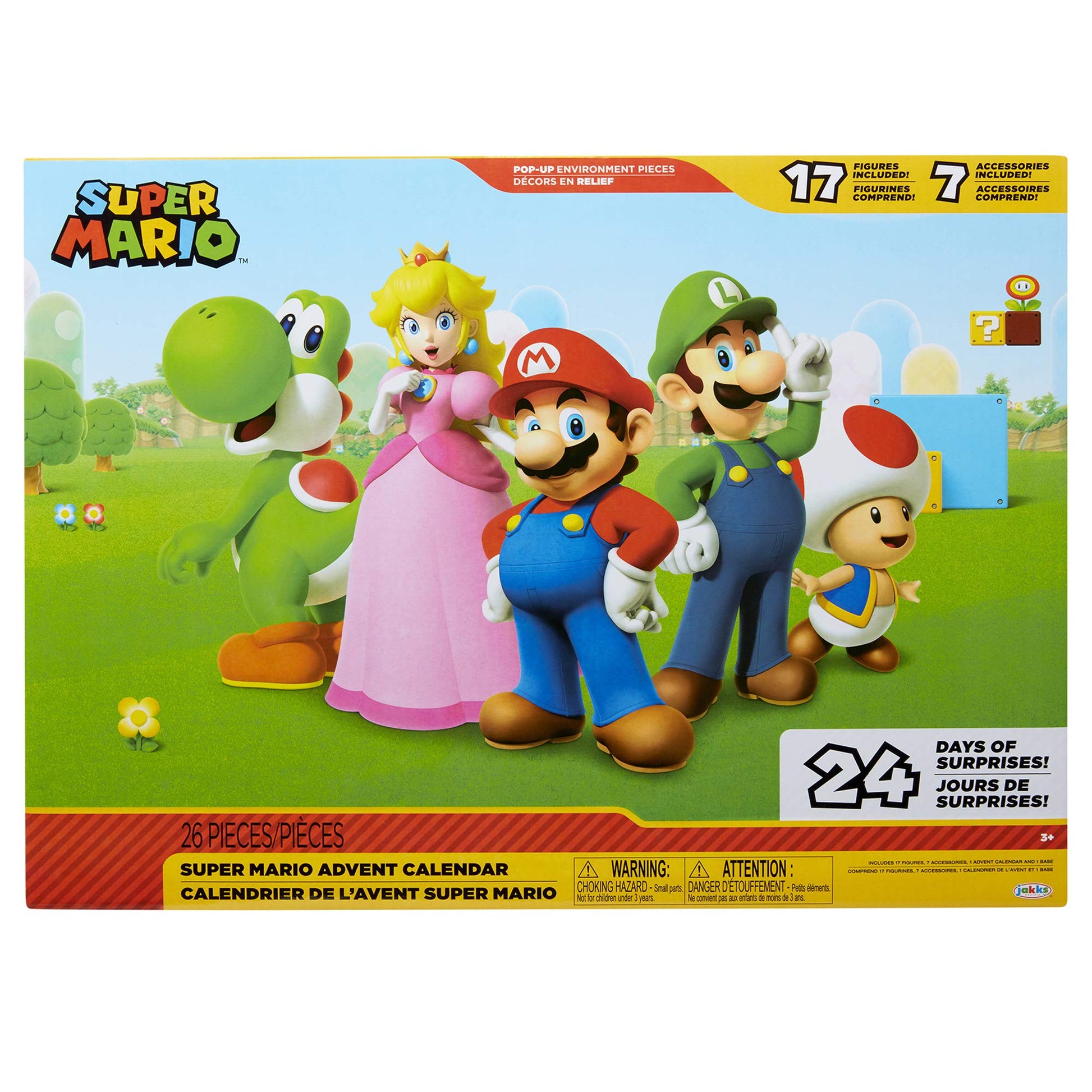 Super Mario Super Mario Advent Calendar by JAKKS Pacific with 24 surprise figures, accessories, and mystery characters for kids and collectors