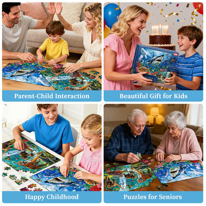 SITODIER 2 Sets 100PCS Undersea World and Forset Animals Jigsaw Puzzles for Kids Boys Gilrs 3 4 5 6 7 Years Old, Educational Learning Toy Birthday Gifts