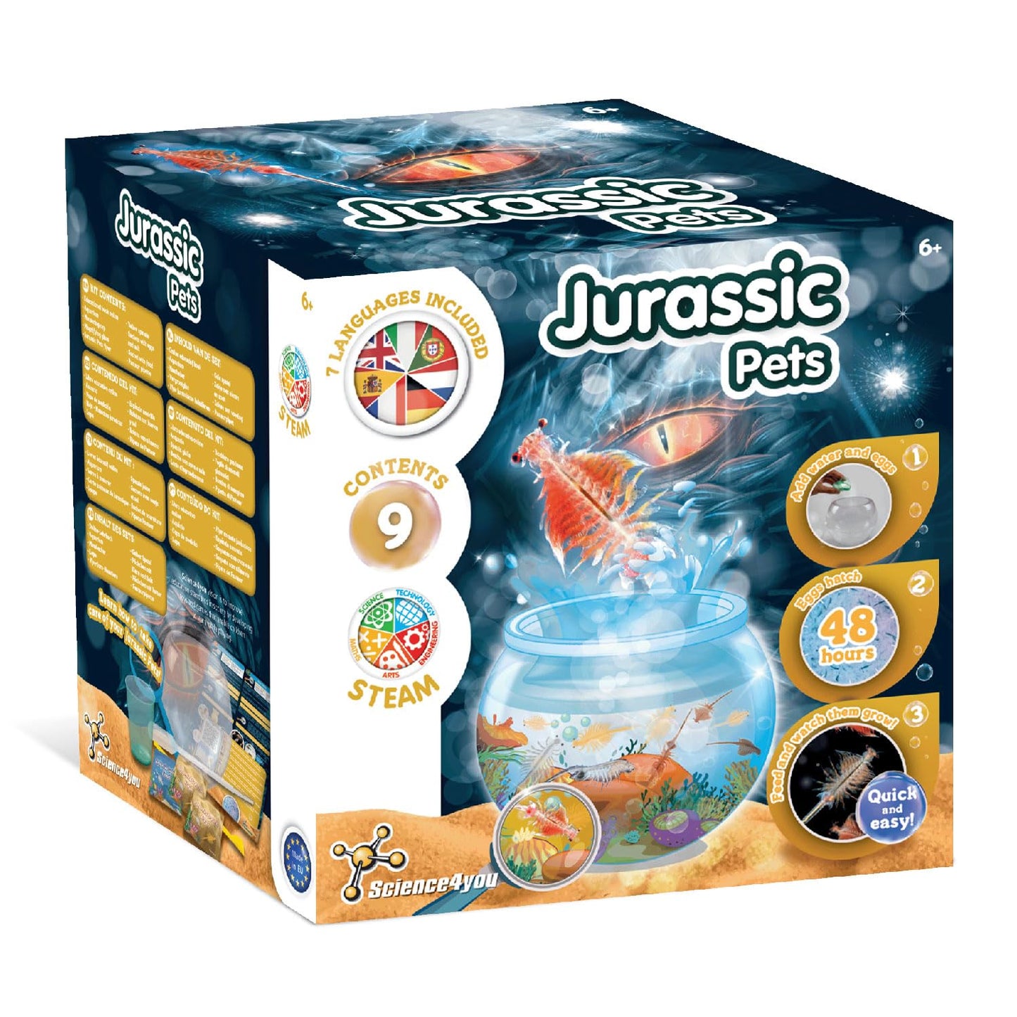Science4you Jurassic Pets (Triops family) - Water Dragons Kit, Grow Your Own Aquatic Sea Creatures, Science Kits for Kids Age 6+, Toys and Games, Gifts for 6+ year old Boys and Girls