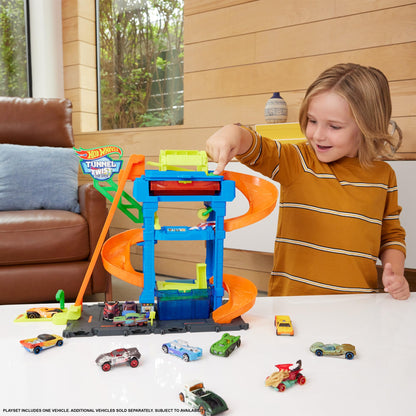 Hot Wheels City Toy Car Track Set featuring Tunnel Twist Car Wash and Color Shifters vehicle in 1:64 scale.