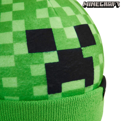 Minecraft Beanie or Winter Accessories Set | 3 Pcs with Scarf & Gloves | 2 Pcs with Gloves | or 1 Pcs Beanie or Bucket Hat (6-14 Years, Green Hat & Gloves)