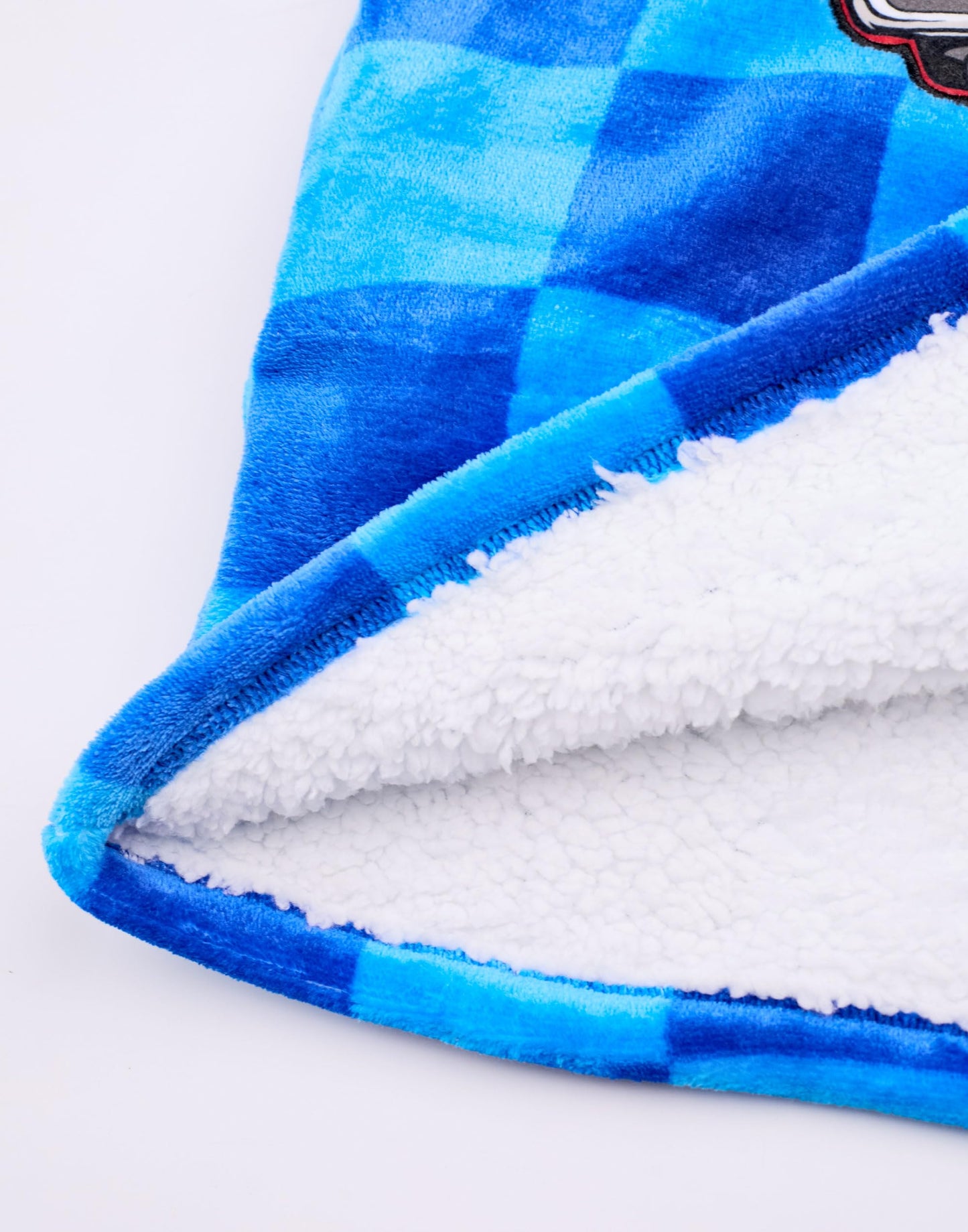 Hot Wheels Boys Wearable Blanket Hoodie | Children's Oversized Fleece Pullover in Blue with Printed Car Shaped Pocket | Kids Racing Flame Logo Hooded Loungewear | Toy Car Collectors Merchandise Gift