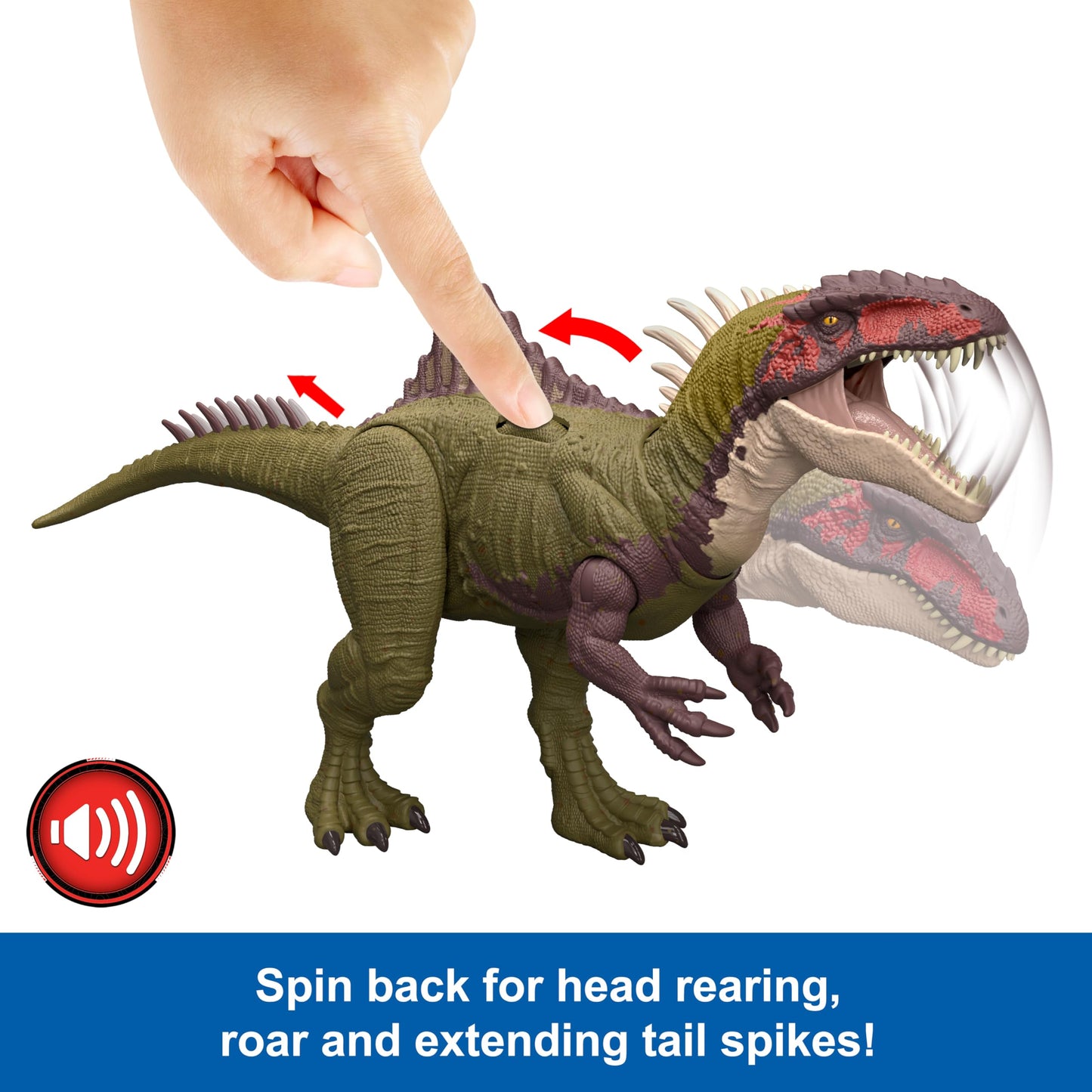 Mattel Jurassic World: Chaos Theory Netflix - Battle Roarin’ Becklespinax Dinosaur Action Figure Toy, Rampage Head Strike, Chomp, Roars & Snarls, Extending Tail Spikes, Ages 4 Years & Up, HXF52