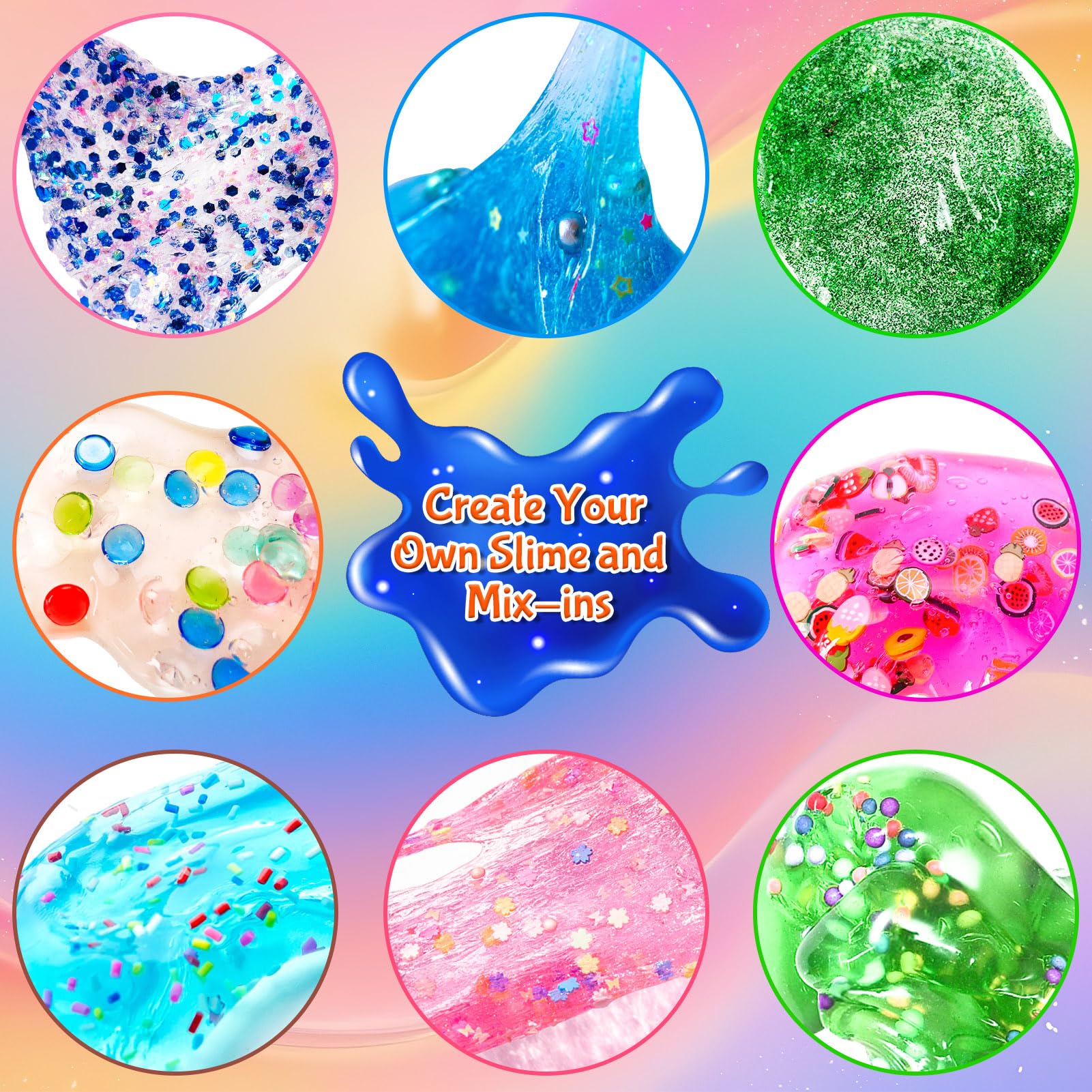 24-pack DIY slime kit by YOPINSAND with clear slime, foam balls, glitter, and add-ins for kids’ slime-making fun.