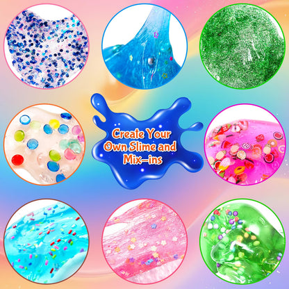 24-pack DIY slime kit by YOPINSAND with clear slime, foam balls, glitter, and add-ins for kids’ slime-making fun.