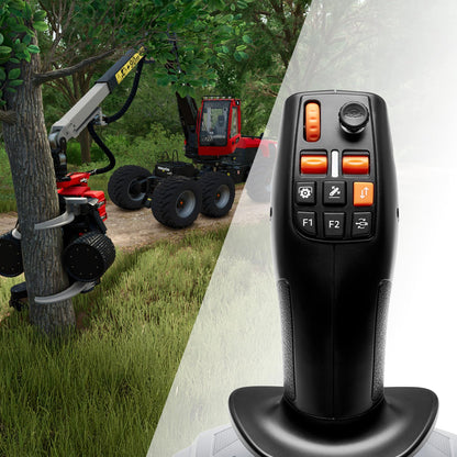 Thrustmaster SimTask FarmStick multifunctional farming joystick for PS5 and PC, with control buttons and ergonomic design.