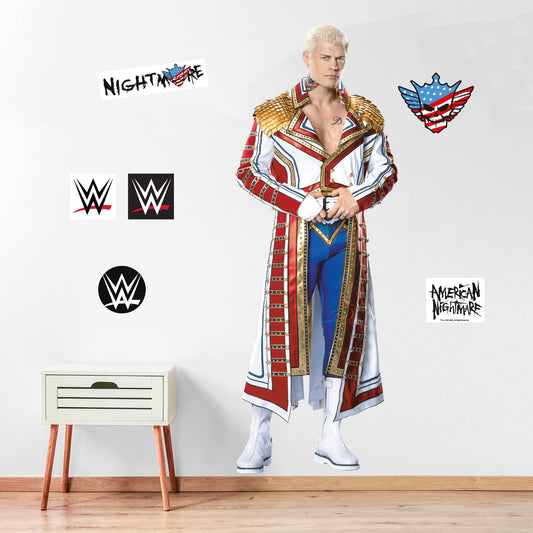 WWE Wall Sticker - Cody Rhodes Wrestler Wall Decal + Bonus Decals Wrestling Art (120cm)