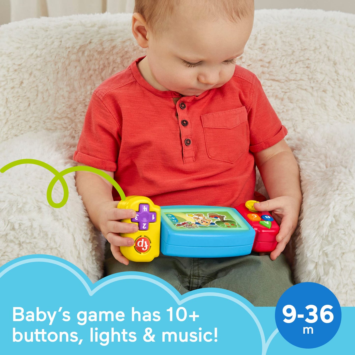 Fisher-Price Laugh & Learn Pretend Video Game Toddler Toy with lights, sounds, and educational songs, Twist & Learn Gamer.