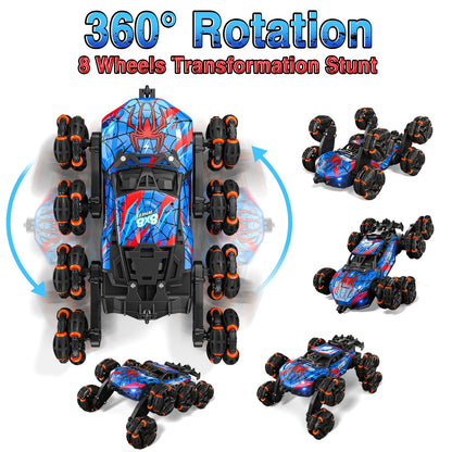 Sunrad Remote Control Cars,8WD Gesture Sensing RC Stunt Cars,2.4GHz RC Drift Car with LED Light,Music and Spray,RC Car Toys Gifts for Kids 3-12 Year Old Boys,Indoor Outdoor Toy Gifts for Kids