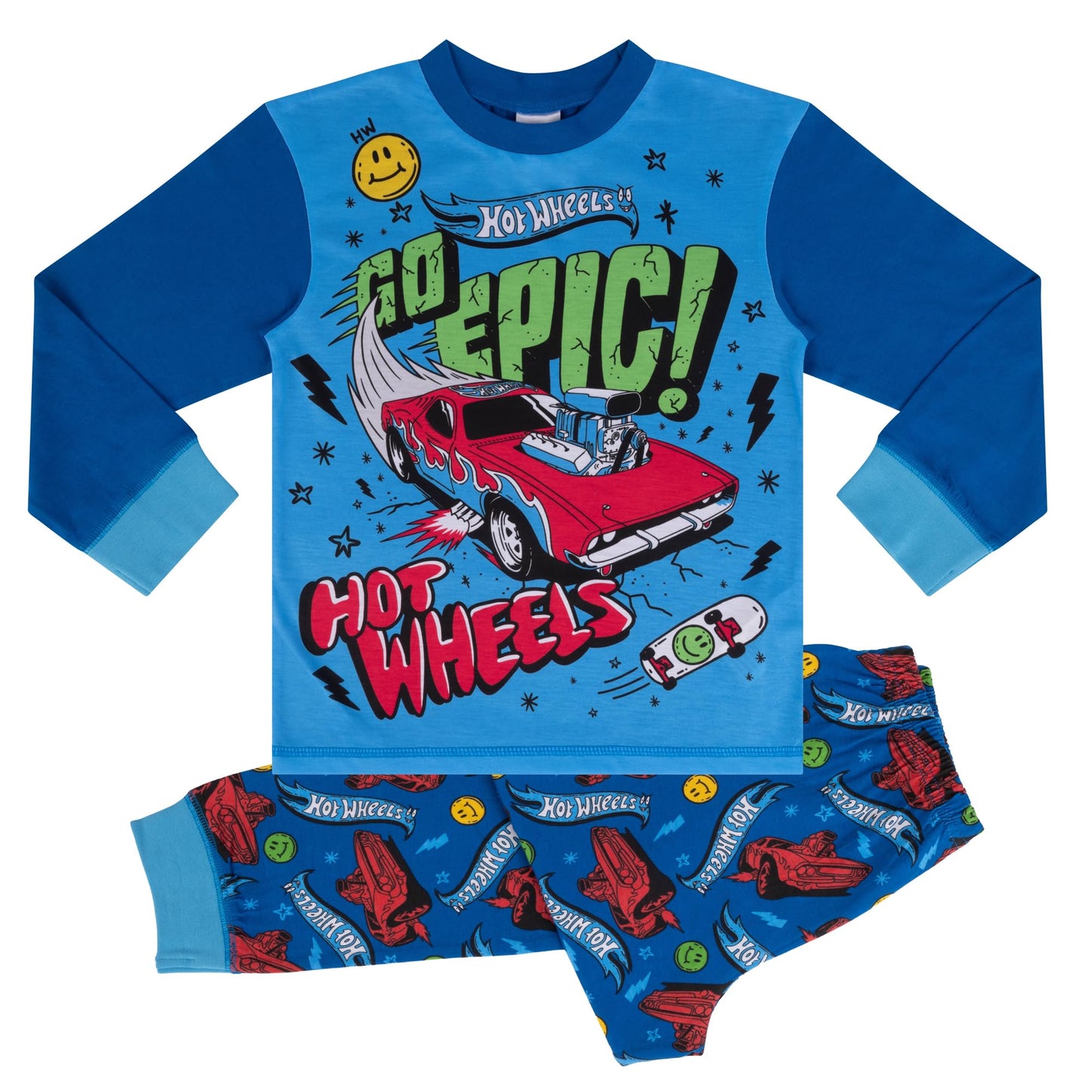 Hot Wheels, "Go Epic! Long Sleeved Pyjama Set, Go Epic, 7-8 Years: 128cm, Blue
