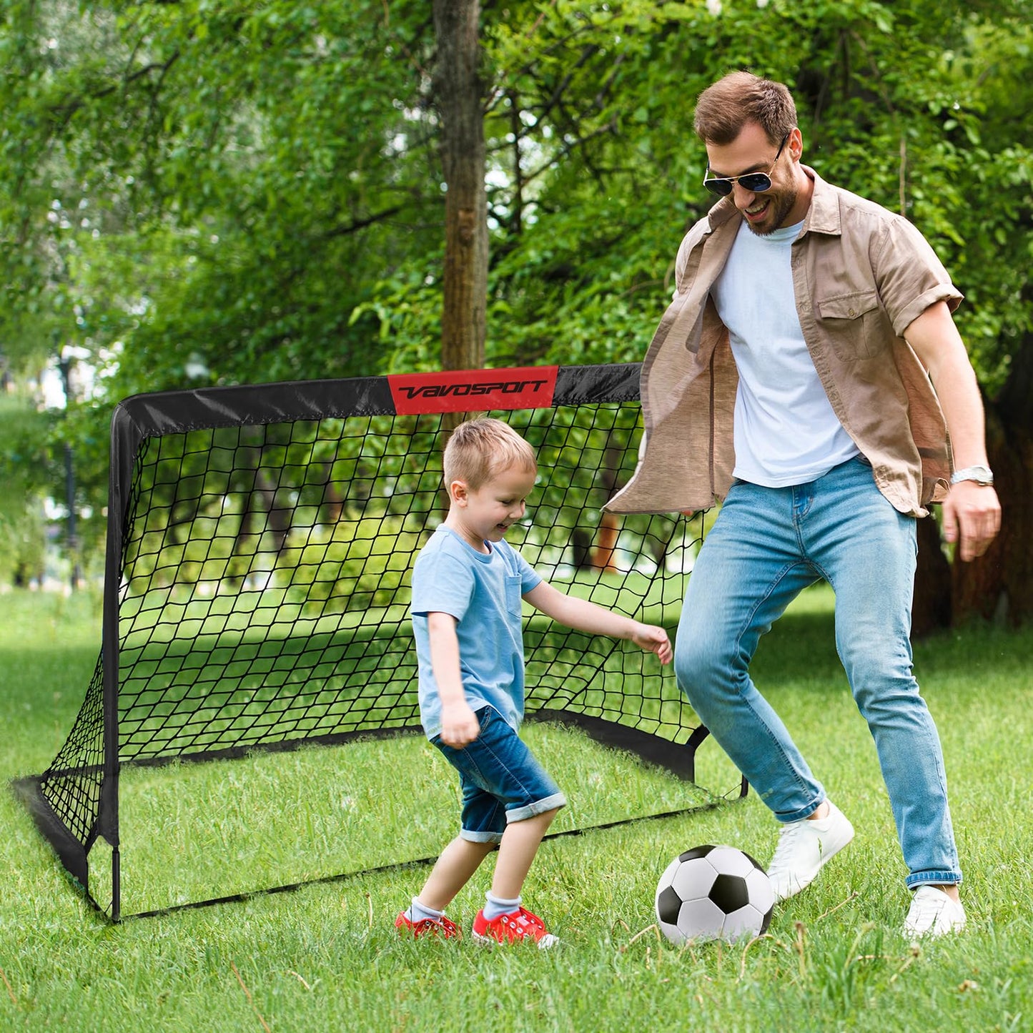 Kids Football Goals for Garden Set – 2 x 4ft x 3ft Portable Football Goals with Size 3 Ball, Pump, Cones & Carry Bag, Pop-Up Kids Football Net, Outdoor Garden Football Training Equipment Boys Gifts