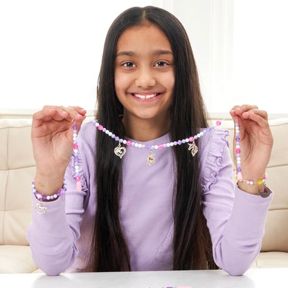 Unicorn Charm Jewellery | Create Beautiful Bracelets & Necklaces | Includes 10 Metal Charms And Over 300 Beads| Made With 100% Recycled Plastic | For Ages 4+