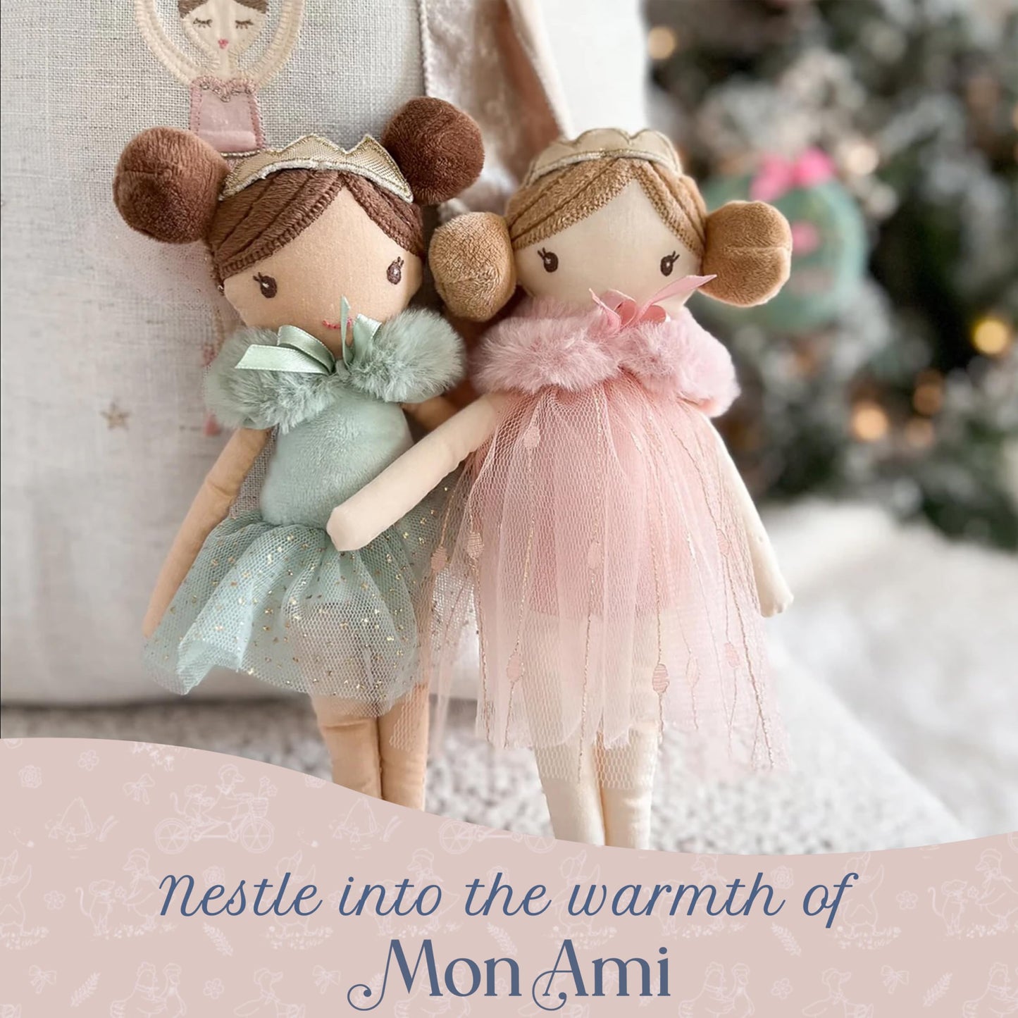 MON AMI Tinsley The Princess Pocket Doll 10"/25 cm | Soft Plushie Toy in Sparkling Dress & Crown | Portable Cuddly Princess Doll for Gifting, Playtime & All Ages