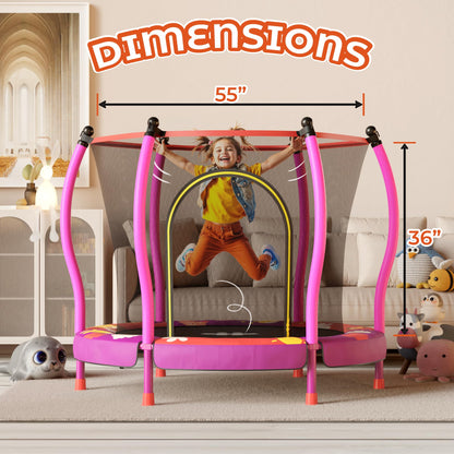 Happin 55” Toddler Trampoline, Indoor & Outdoor, Ages 1-6, 5FT Kids, Ultra Safe Rebounder Mini Trampoline for Kids with Safety Enclosure Net, for Toddler Boys & Girls