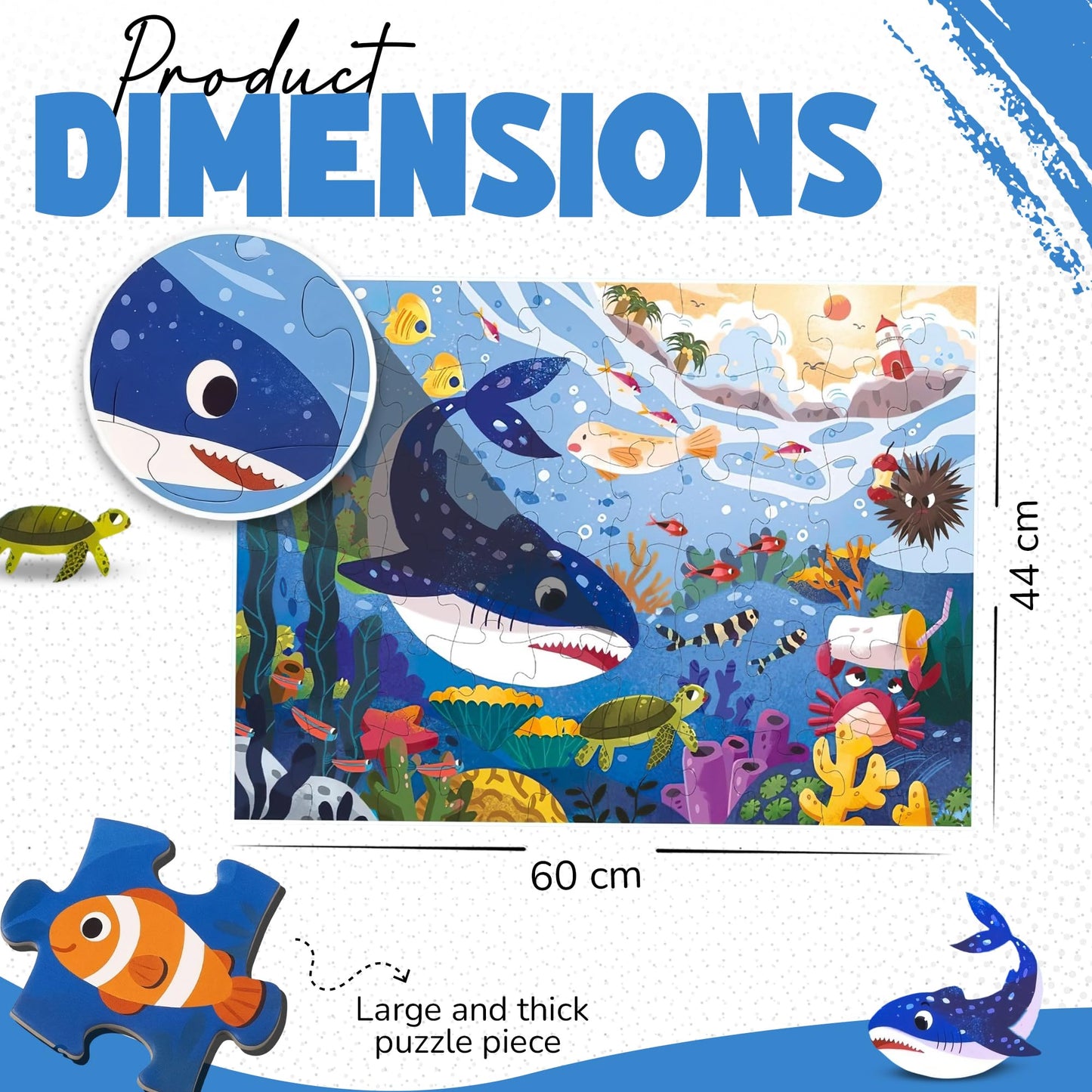 Ocean Puzzle for Kids Ages 3–8 – 60-Piece Montessori Floor Puzzle for Boys & Girls | Educational Jigsaw Toy & Toddler Travel Game | Gifts for 3 4 5 Year Olds | Marine Crisis Sea Life Edition