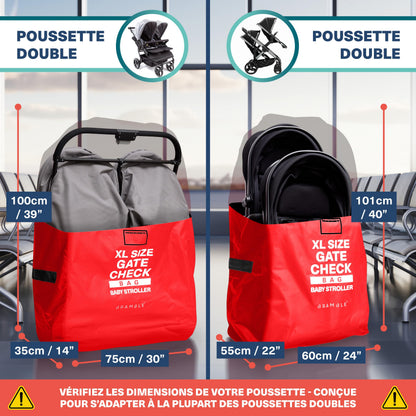 Bramble - XL Stroller Bag for Airplane - Extra Large Pram Bag for Airplane Travel - Water Resistant Double Pushchair Buggy Cover for Gate Check (Red)