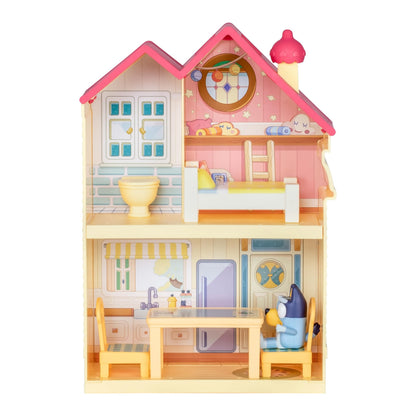 Bluey Mini Home Playset Compact House Playset With Carry Handle Three Different Rooms Kitchen, Bedroom and Bathroom Includes Figure With 5 Play Pieces
