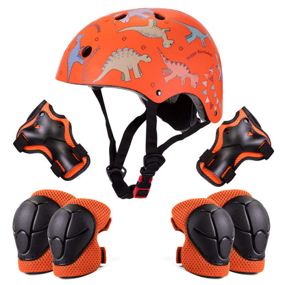 Kids Helmet Pads Set for 2-8 years old Toddler Bike Helmets Lightweight Safety Helmet Elbow Knee Pads Protection Gear for Skateboard Scooter Skating, Gifts for Boys Girl (Orange)