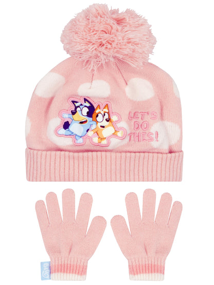 Bluey Hat and Gloves Set | Pink Winter Accessories for Girls