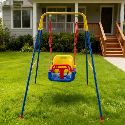 SUNNYNEST Toddler Swing Heavy-Duty Kid Swing with Safety Harness 158CM Folding Swing Set Outdoor Garden or Home Play Equipment Children Indoor Swings for 3-in-1 Toddler Swing Set (Blue)