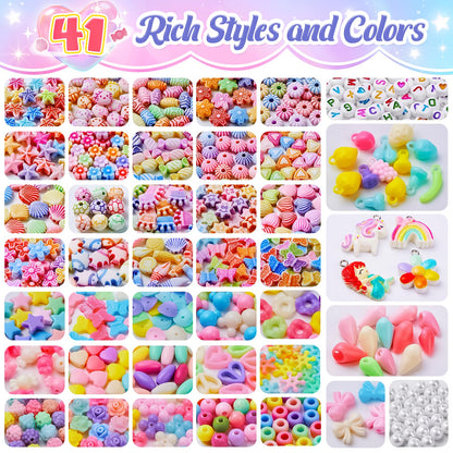 UPDOKIT Jewellery Bracelet Making Kits, 2 Boxes DIY Crafts Bracelets Necklace Making Kits for Girls, Friendship Birthday Presents Bracelet Making Kit for Kids Teen 3-14 Years Old