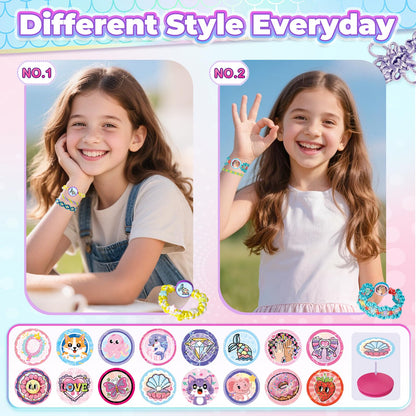 Euclidean Cube Bracelet Making Kit for Girls, 2 in 1 Fishtail Shape DIY Jewellery Making Kit, Arts and Crafts for Kids Age 6-12, Birthday Christmas Gifts for 6 7 8 9 10 11 12 Years Old Girls (Pink)