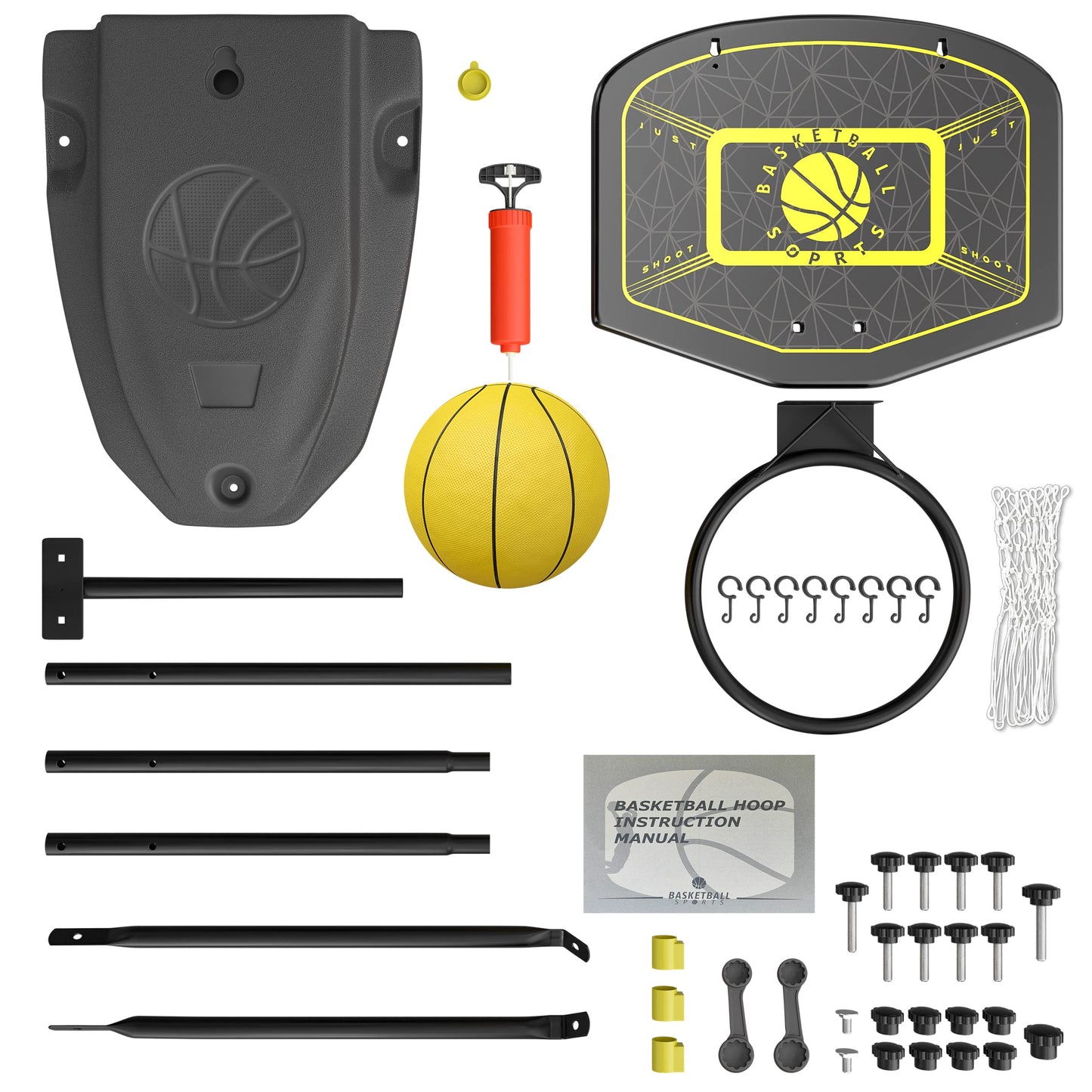 GILIKOKO Kids Basketball Hoop,Adjustable Height 3.6-6.2ft,Basketball Net Kids 3-5,4-8,Outdoor Indoor Toys Gifts for Boys or Girls at age 3 4 5 6 7 8,Steel Frame (Black)