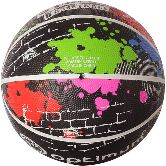 Optimum Street Basketball - Durable Korean Rubber with All-Weather Grip for Versatile Indoor/Outdoor Play - Sizes 7 & Mini for All Ages- Multicolor, Size Mini