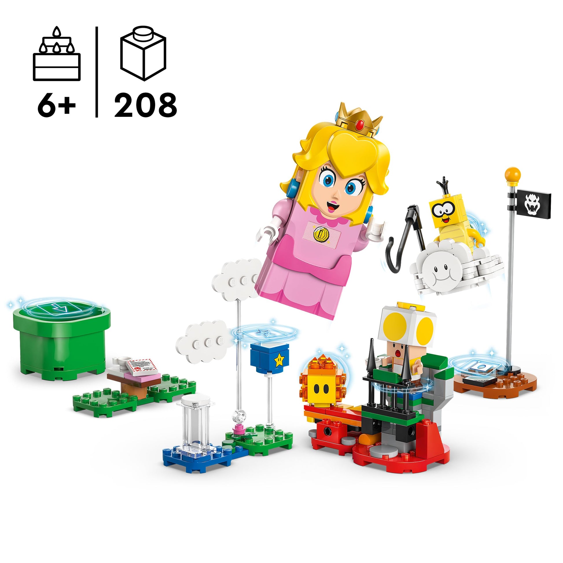 LEGO Super Mario Adventures set featuring LEGO Peach, yellow Toad figure, colorful playset for kids and gamers, 71441