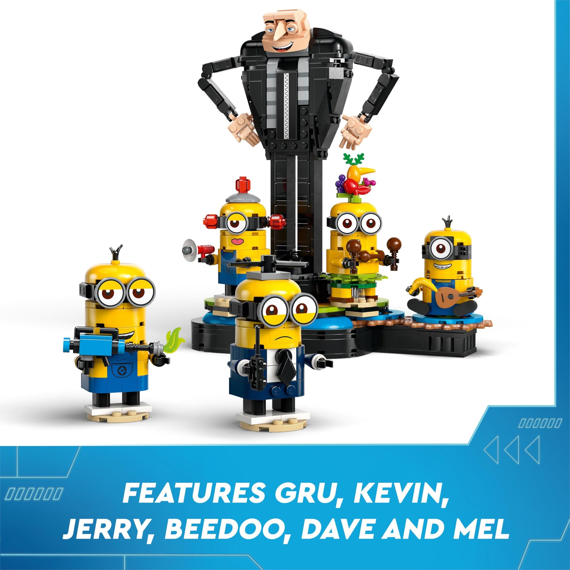 LEGO Despicable Me buildable Gru and Minions figures set for kids, featuring detailed characters and playful design.
