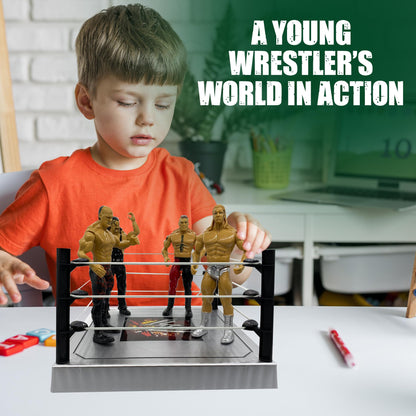 SDMAX WWE Wrestling Ring Playset with Action Figures, WWE Ring with Equipment’s Toy for Kids Boys, Ideal for Birthday Gift, Safe and Durable, Realistic Superstar Figures