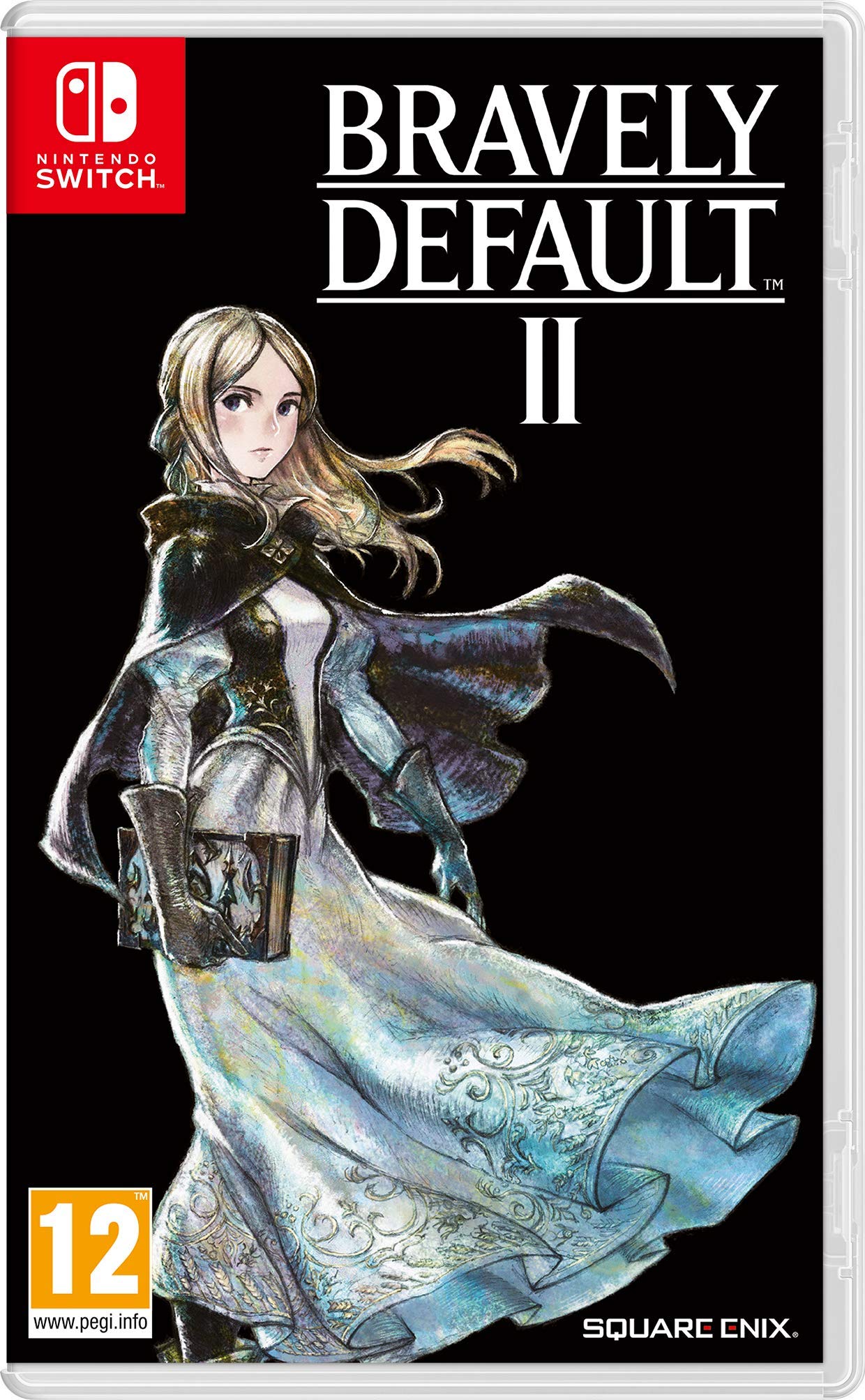 Nintendo Bravely Default II game cartridge for Nintendo Switch, featuring colorful cover art with fantasy characters.