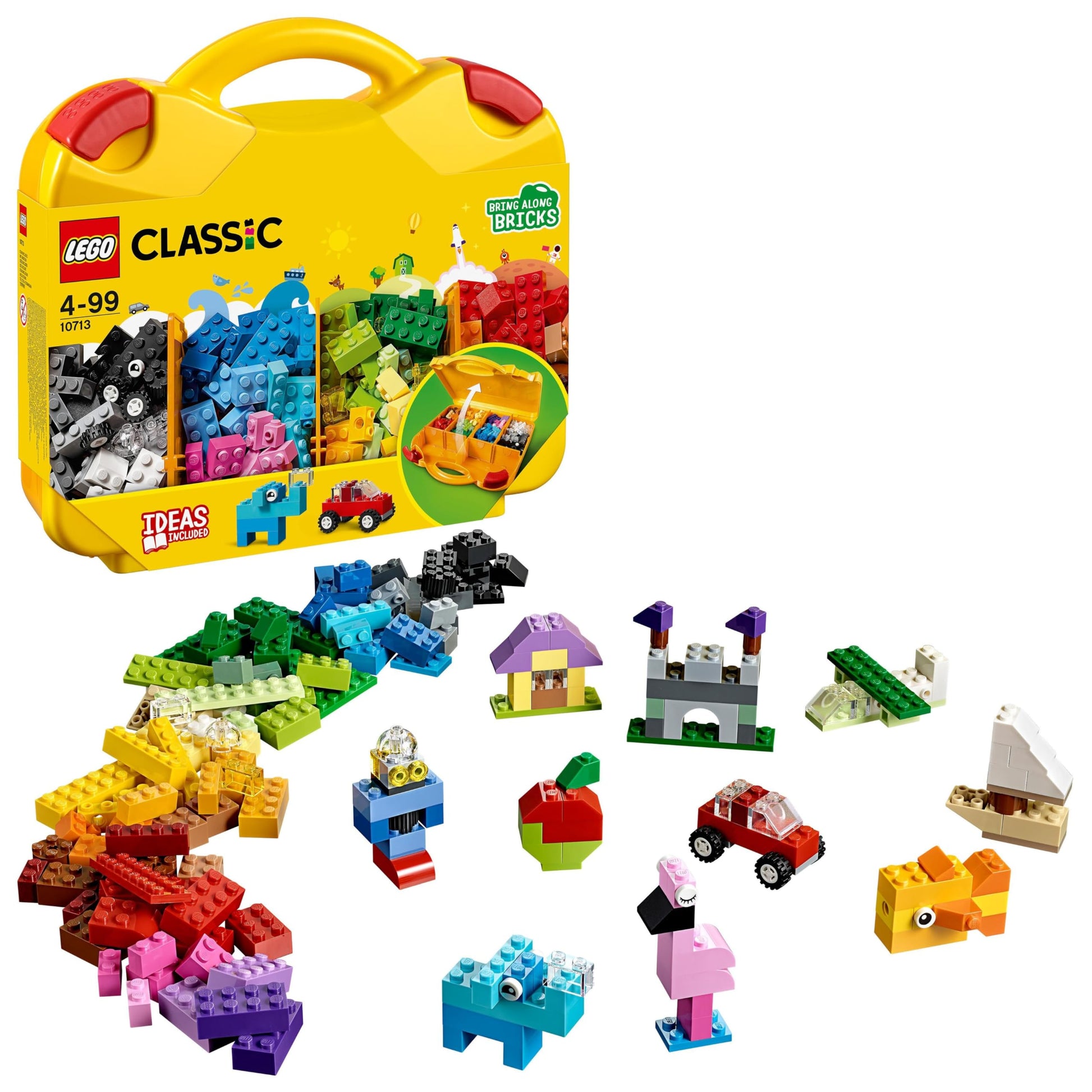 LEGO 10713 Classic Creative Suitcase with colorful building bricks for kids aged 4 and up, ideal for imaginative play.