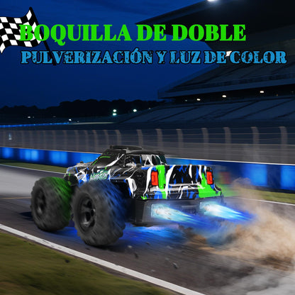 JOYTREKY Remote Control Cars - 1:18 Rc Car HighSpeed 25KMH+ LED Light with Spray 2.4GHz All Terrain Off Road Truck Toys 2 Rechargeable Batteries 60 Min Playtime Fast Racing Toy for Kids Adults - Green