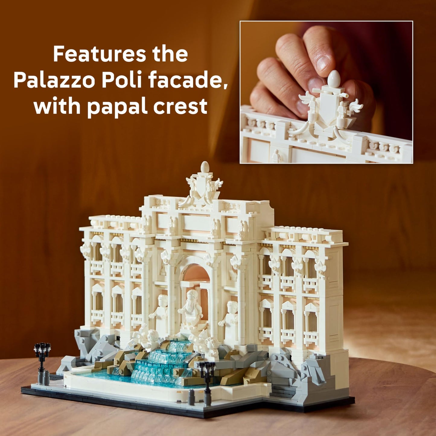 LEGO Architecture Trevi Fountain - Baroque Monument Model Kit with Palazzo Poli Facade & Minifigure Sculptures - Home or Office Decor DIY Set for Adults - Gift for History-Loving Men & Women - 21062