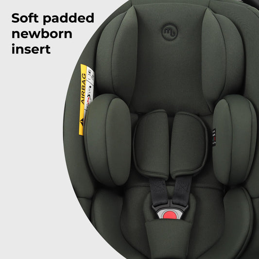 My Babiie MBCS02 i-Size Baby Car Seat - 40-87cm (Birth to 15 Months Approx.), R129, Group 0+, Lightweight Infant Carrier, Large Canopy, Newborn Insert, Adjustable Headrest - Forest Green