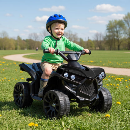 MAMIZO 6V Kids Electric Ride on Car, ATV Quad Bike with MP3 Music Player, Trumpet and LED Lights, USB Charging, Children Vehicle Quad Electric Car 3-5 km/h, for 3 Years Old Boys Girls, Black