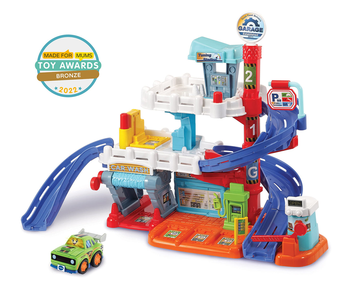 VTech Toot-Toot Drivers Fix & Fuel Garage, Car Tracks Kids With Lights And Sounds, Musical Toy, Suitable Boys & Girls 12 Months, 2, 3, 4 + Years, English Version