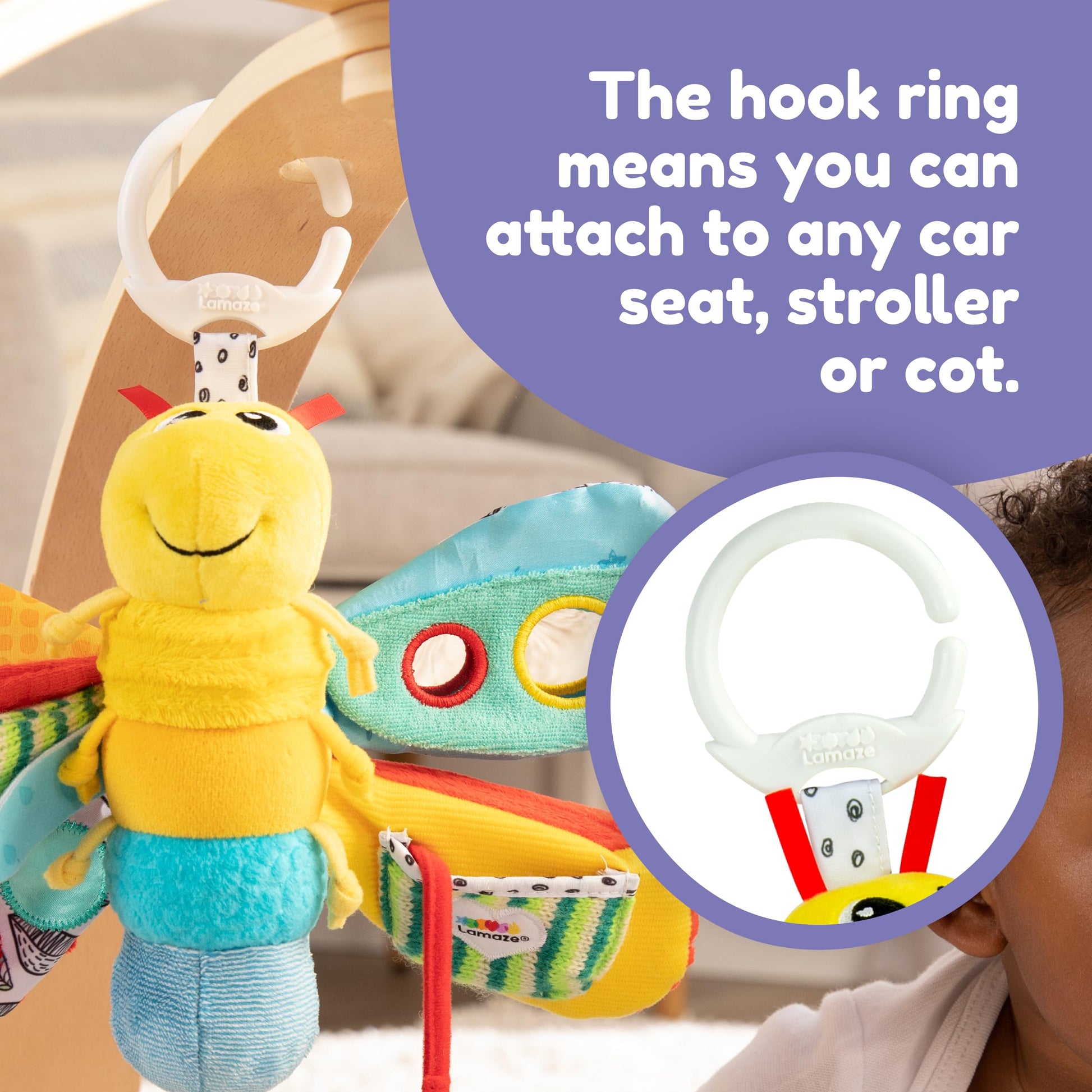 LAMAZE Freddie the Firefly sensory clip-on toy for newborns, attaches to prams and pushchairs for babies 0-6 months.