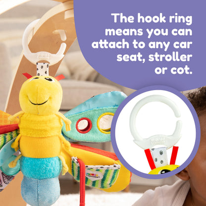 LAMAZE Freddie the Firefly sensory clip-on toy for newborns, attaches to prams and pushchairs for babies 0-6 months.