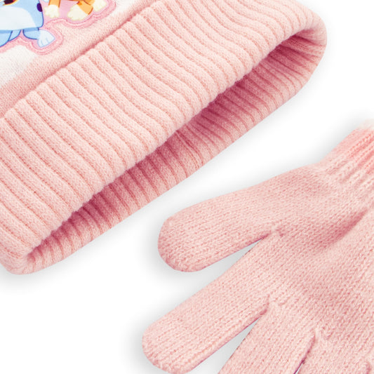 Bluey Hat and Gloves Set | Pink Winter Accessories for Girls