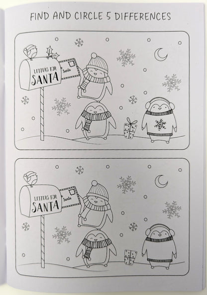 YLAB Christmas activity book set for kids includes three festive A4 coloring, dot-to-dot, and puzzle books with 48 recycled pages.