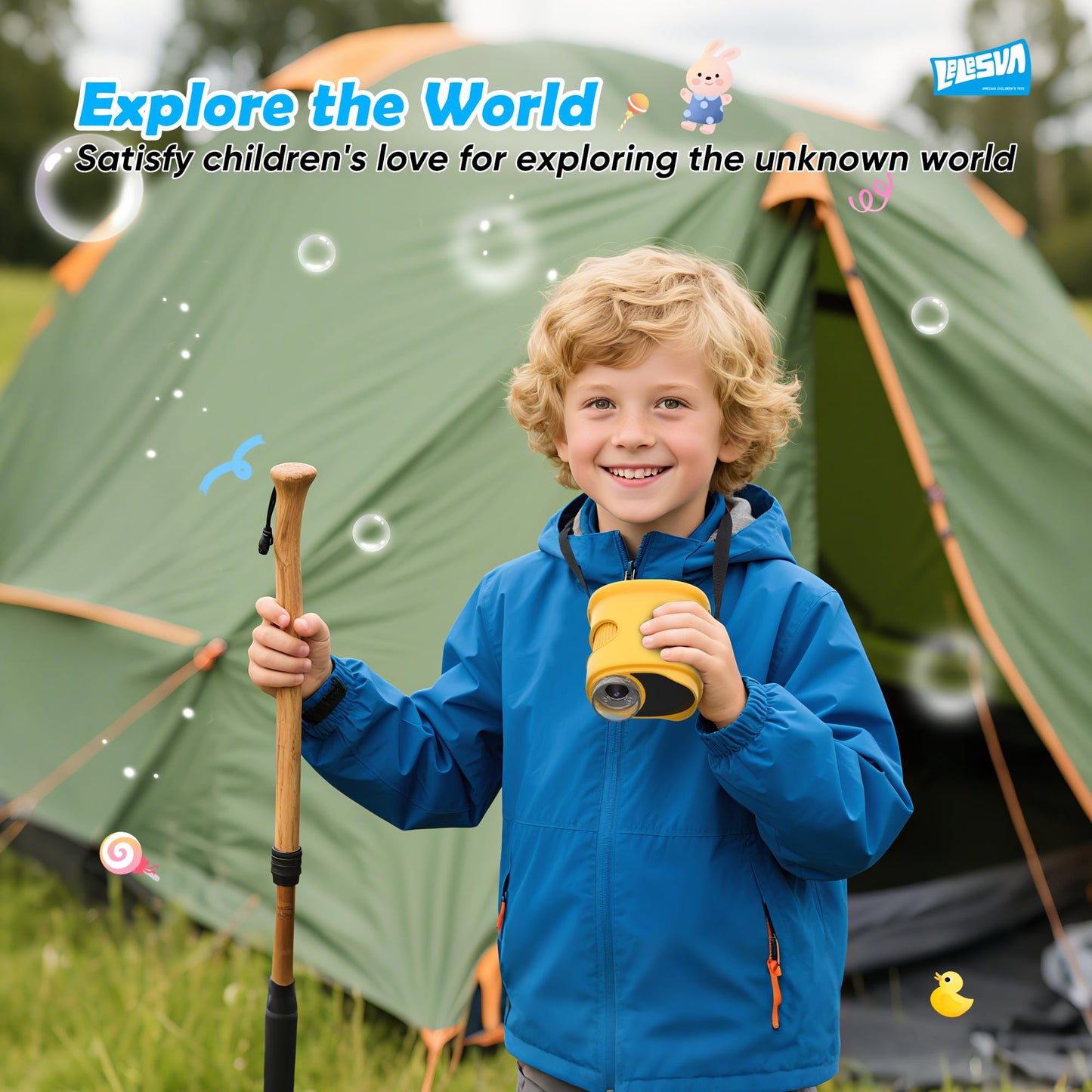 LELESUN 4K Kids' portable handheld microscope showing a close-up view of tiny objects for children ages 4-12.