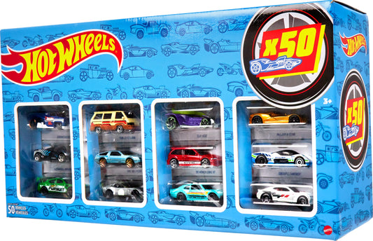 Hot Wheels 50-Car Pack of 1:64 Scale Vehicles Individually Packaged, Gift for Collectors & Kids Ages 3 Years Old & Up, CGN22