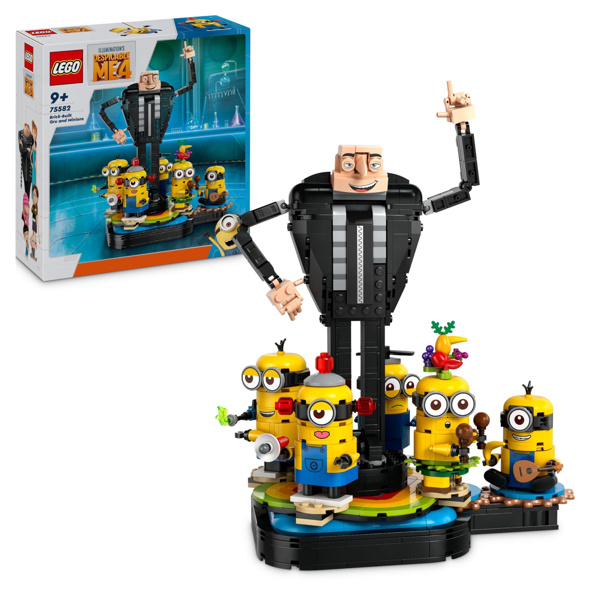 LEGO Despicable Me playset featuring Gru and Minions figures, perfect for kids aged 9 and up.