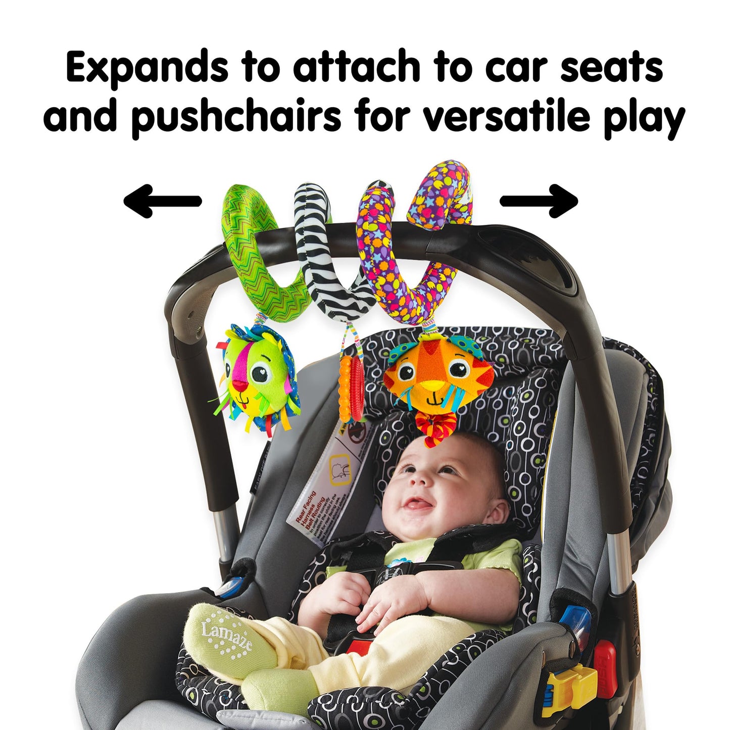 LAMAZE Activity Spiral Baby Pram Toy | Soft Baby Sensory Toy Ideal for Prams and Pushchairs | Suitable from 0 - 6 Months, Boys and Girls