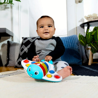 Baby Einstein Ocean Explorers Stingray Popper Toy for babies 6 months and up, colorful ocean-themed popper with fun sound features.