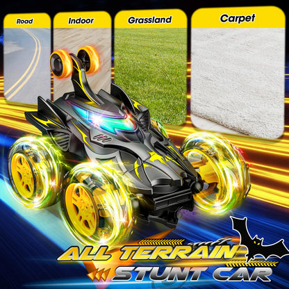 Braxel 360° Flips Remote Control Cars, BatToy Man Kids Toys for 3-9 Year Old Boys Toys Age 3-9 Year Old Boy for 3-11 Year Old Boys LED RC Car Present Early