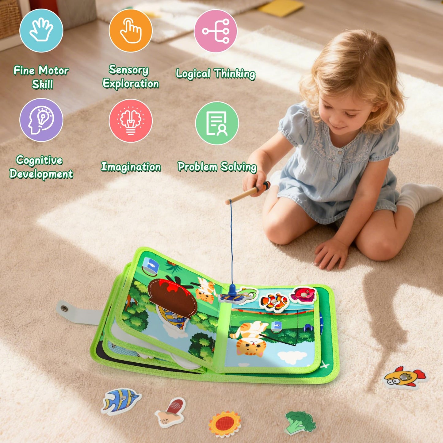 LZDMY Baby Montessori Busy Book for 2 3 Year Olds Boys Girls, Toddlers Educational Sensory Activity Books,Forest Animals Book Busy Board, Babies Birthday Gifts